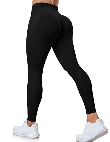 Yaavii Sport Leggings Damen Scrunch Butt Gym Sporthose Hohe Taille Push Up Sportleggins Schwarz L von Yaavii