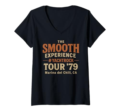 Damen Yacht Rock The Smooth Experience '79 Soft-Rock-Musik im Retro-Look T-Shirt mit V-Ausschnitt Damen Yacht Rock The Smooth Experience '79 Soft-Rock-Musik im Retro-Look T-Shirt mit V-Ausschnitt von Yacht Rock apparel & Gifts HHWCo.