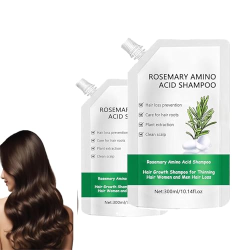 Rosmarin Aminosäure Shampoo, Haarwachstumshampoo, Verdickung und Stärkung des Shampoo mit hydrolysierten Keratin, für dünne Haare Frauen und Männer Haarausfall und fettige Kopfhaut (2pcs) von Yacriso