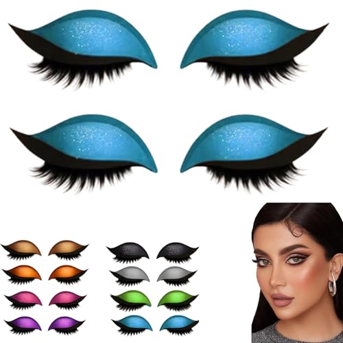 2 Pairs Lazy Eye Shadow Eyelash Patch, Eyeshadow and lash Sticker, 2-in-1 Reusable Eye Makeup Stickers with False Lashes & Shadow (Blue) von Yaepoip