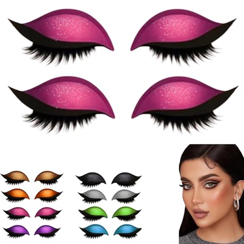 2 Pairs Lazy Eye Shadow Eyelash Patch, Eyeshadow and lash Sticker, 2-in-1 Reusable Eye Makeup Stickers with False Lashes & Shadow (Pink) von Yaepoip