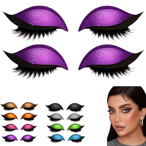 2 Pairs Lazy Eye Shadow Eyelash Patch, Eyeshadow and lash Sticker, 2-in-1 Reusable Eye Makeup Stickers with False Lashes & Shadow (Purple) von Yaepoip