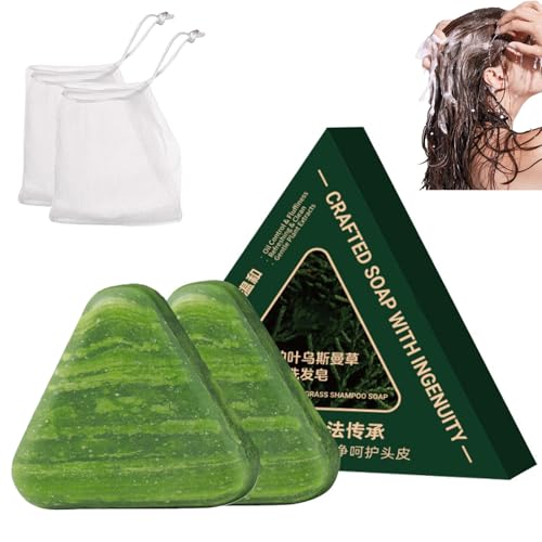 Nature Triangle Shampoo Bar, Cypress Leaf Usman Grass Shampoo Bar for Women and Men (2pcs) von Yaepoip