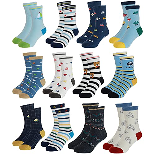 Yafane 12 Paar Baby Socken Antirutsch Anti-Rutsch Kinder Kleinkinder Babysocken für Baby Jungen und Mädchen (Grau, 1-3 Jahre) von Yafane