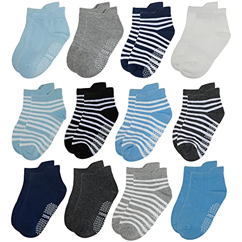 Yafane 12 Paar Baby Socken Antirutsch Anti-Rutsch Kinder Kleinkinder Babysocken für Baby Jungen und Mädchen (Jungen, 3-5 Jahre) von Yafane