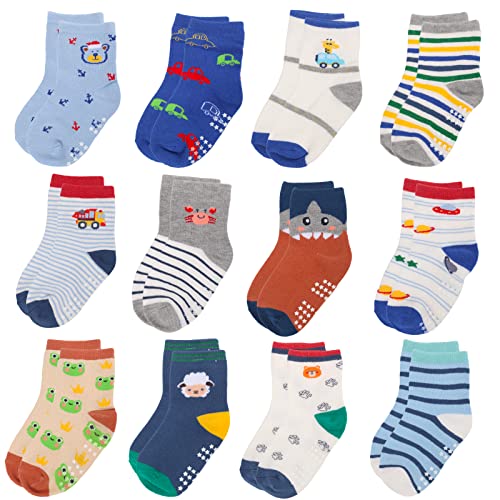 Yafane 12 Paar Baby Socken Stoppersocken Antirutschsocken Anti Rutsch Babysocken Rutschfest für 0-7 Jahre Baby Neugeborenes Kinder Kleinkinder Jungen und Mädchen (Mehrfarbig A, 1-3 Jahre) von Yafane