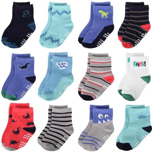 Yafane 12 Paar Baby Socken Stoppersocken Antirutschsocken Anti Rutsch Babysocken Rutschfest für 0-7 Jahre Baby Neugeborenes Kinder Kleinkinder Jungen und Mädchen (Mehrfarbig B, 1-3 Jahre) von Yafane