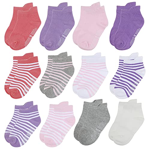 Yafane 12 Paar Baby Söcken Sock Kinder ABS Antirutsch Söcken Baumwolle Mädchen Babysöcken 0-7 Jahre (Rosa, 1-3 Jahre) von Yafane