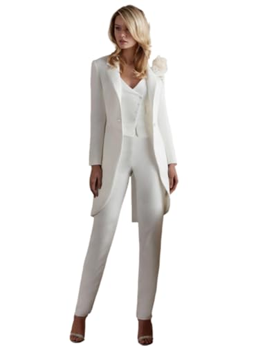 Yaflonjaa Damen 3-teiliger Anzug Kerbe Revers Smokings EIN Knopf Jacke Weste Hose für Arbeit Fromal Dame von Yaflonjaa