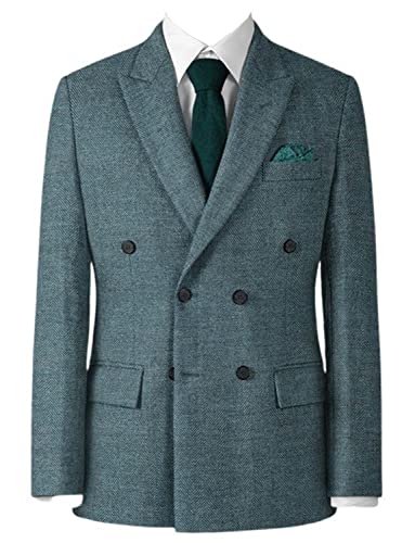 Yaflonjaa Herren Fischgrätenblazer Zweireihig Knöpfe Spitze Revers für Abschlussball von Yaflonjaa