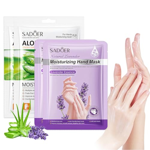4 Paar Handpflege Handmaske, Pflegende Spendet Feuchtigkeit Hand Mask, Handpflege Handschuhe, Für Cracked Trockene Alternde Frauen und Männer Geschmeidig und Pflegt Sie（2 Lavendel & 2 aloe vera） von Yagaspantery