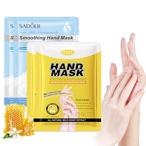 4 Paar Handpflege Handmaske, Pflegende Spendet Feuchtigkeit Hand Mask, Handpflege Handschuhe, Für Cracked Trockene Alternde Frauen und Männer Geschmeidig und Pflegt Sie（2 Milch & 2 Honig） von Yagaspantery