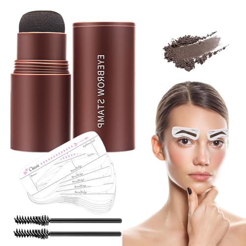 Augenbrauen Stempel Schablone Set, Wiederverwendbares Eyebrow Powder Stamp mit 10 Schablonen Und 2 Augenbrauen Pinsel, Eyebrow Stamp für Makeup(Grau) von Yagaspantery