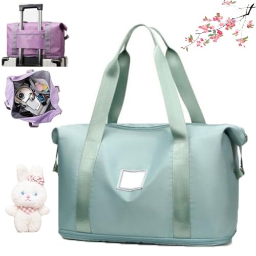 Cshidworld 24-Zoll-Reisetaschen für Damen, Cshidworld-Reisetasche, Wealthyn-Übernachtungstaschen und Reisetaschen, Faltbare, verstaubare Reisetaschen für Reisen (Grün) von Yagerod