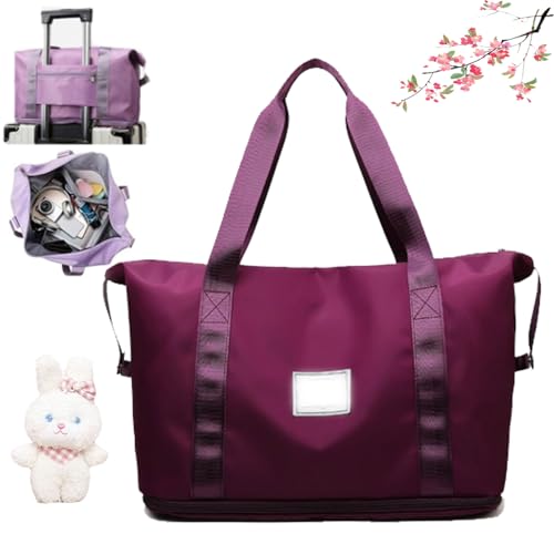 Cshidworld 24-Zoll-Reisetaschen für Damen, Cshidworld-Reisetasche, Wealthyn-Übernachtungstaschen und Reisetaschen, Faltbare, verstaubare Reisetaschen für Reisen (Purple) von Yagerod