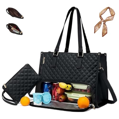 Die ultimative 2-in-1-Tragetasche – wo Eleganz auf Funktionalität trifft, 2-in-1-Tragetasche mit Lunchfach für Frauen, umwandelbare Laptoptasche, Arbeitstasche, Handtasche (A) von Yagerod