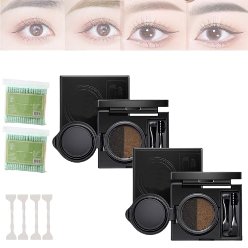 Seecion Augenbrauen- und Eyeliner-Creme mit Stempel, mit doppelseitigem Make-up-Pinsel, 2-in-1-Augenbrauen- und Eyeliner-Creme mit Stempel, wasserfestes Augenbrauencreme-Set for Make-up(01#*2) von Yagerod