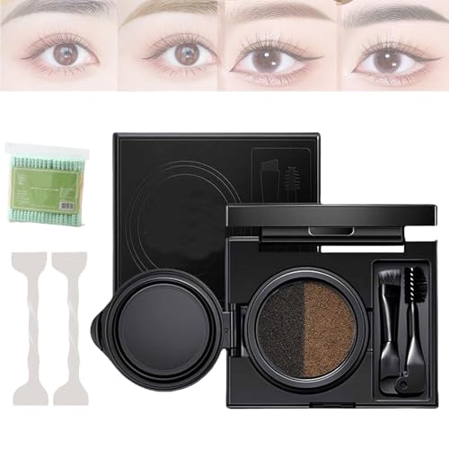 Seecion Augenbrauen- und Eyeliner-Creme mit Stempel, mit doppelseitigem Make-up-Pinsel, 2-in-1-Augenbrauen- und Eyeliner-Creme mit Stempel, wasserfestes Augenbrauencreme-Set for Make-up(01# two-tone g von Yagerod