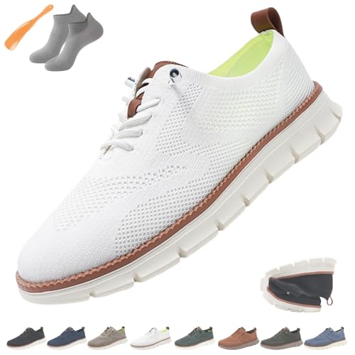 Ultrabequeme, Stützende Schuhe Für Männer, Ortho-Stretch-Polsterschuhe, Herren-Freizeitschuhe Mit Mesh-Einsätzen, Atmungsaktiv, Leichte, Weiche Sohle, Slip On Shoes(Weiß,46) von Yagerod