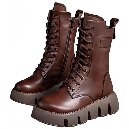 Yagerod 2026 Neue Modische Orthopädische Lederstiefel, Orthopädische Stiefel Für Damen, 5CM weiche Fußgewölbeunterstützung, Atmungsaktiv & leicht, Stylisch für Arbeit & Freizeit(Braun plus Samt,37) von Yagerod