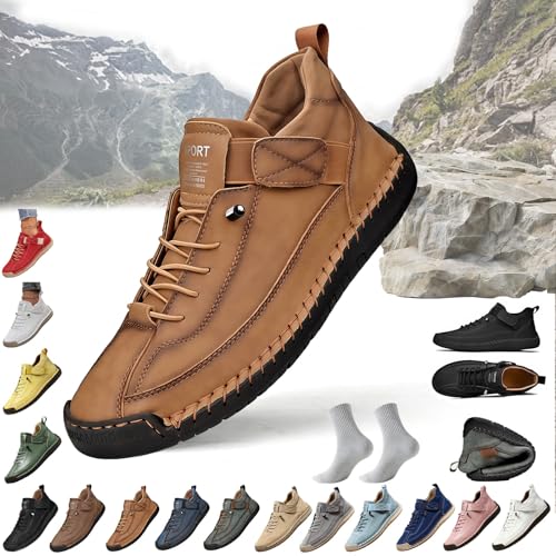 Yagerod Elira – Sneakers, Elira | Bequeme, Stützende Sneakers, Ergonomischer Orthopädische Schuhe mit Verstellbarem Gummiband, Hineinschlüpfen, zum Wandern Camping Autofahren(Hellbraun,46) von Yagerod