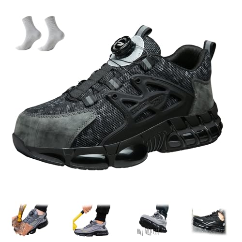 Yagerod Glider Rs Sicherheitsschuhe, Werkstein S3 Pro Arbeitsschuhe, Schnellverschluss Drehverschluss, Leicht und Atmungsaktiv, mit Stahlkappe, rutschfest, Stoßfest und Durchtrittsicher, Unisex(C,38) von Yagerod