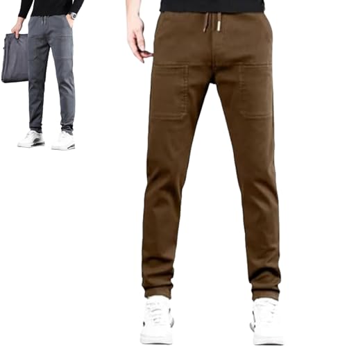 Yagerod Multipants High Stretch Multi-Pocket Durable Cargo Pants, Casual & Comfortable & Silm Fit (Brown,XXL) von Yagerod