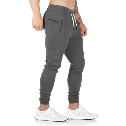 Yageshark Jogginghose Herren Baumwolle Sweathose Sporthose Fitness Slim Fit Hose Freizeithose Joggers Jogginghosen Männer Streetwear (Grau,Large) von Yageshark