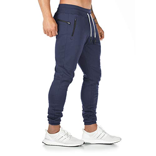 Yageshark Jogginghose Herren Baumwolle Sweathose Sporthose Fitness Slim Fit Hose Freizeithose Joggers Jogginghosen Männer Streetwear (Marine,Small) von Yageshark