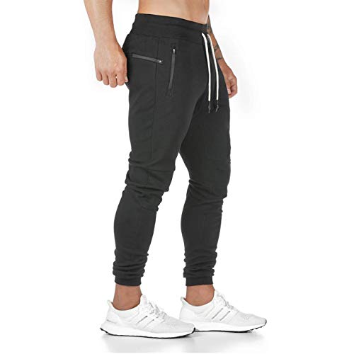 Yageshark Jogginghose Herren Baumwolle Sweathose Sporthose Fitness Slim Fit Hose Freizeithose Joggers Jogginghosen Männer Streetwear (Schwarz,Medium) von Yageshark