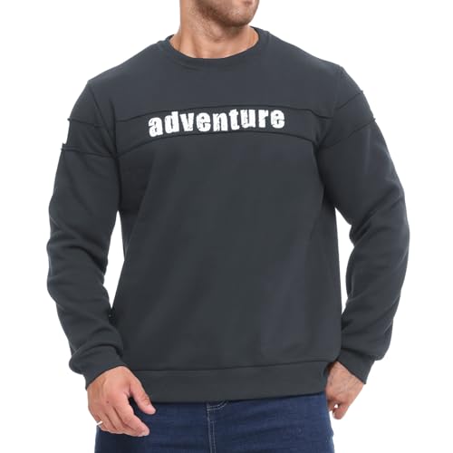 Yageshark Herren Sweatshirt Winter Fleece Pullover Casual Rundhals Gefüttert Warm Winterpullover Langarm Outdoorshirts (Dunkelgrau,L) von Yageshark