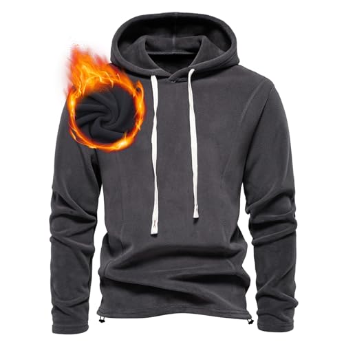 Yageshark Hoodie Herren Pullover mit Kapuze Winter Winddicht Gefüttert Warm Fleece Sweatshirt (Dunkelgrau,XL) von Yageshark