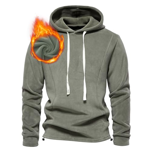Yageshark Hoodie Herren Pullover mit Kapuze Winter Winddicht Gefüttert Warm Fleece Sweatshirt (Grün,XXL) von Yageshark