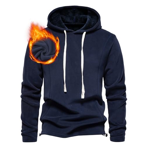 Yageshark Hoodie Herren Pullover mit Kapuze Winter Winddicht Gefüttert Warm Fleece Sweatshirt (Marineblau,L) von Yageshark