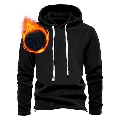 Yageshark Hoodie Herren Pullover mit Kapuze Winter Winddicht Gefüttert Warm Fleece Sweatshirt (Schwarz,XXL) von Yageshark