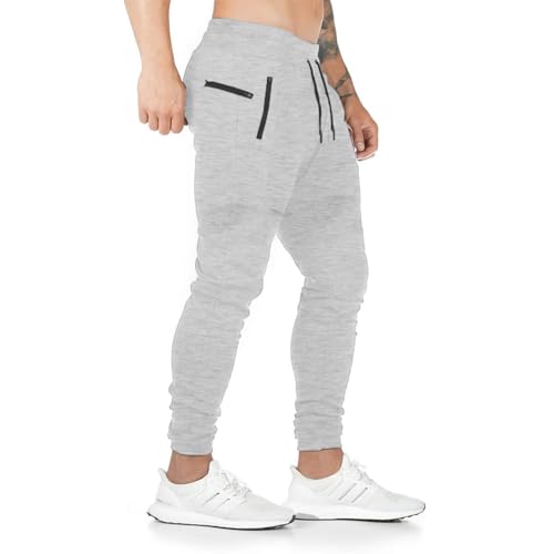 Yageshark Jogginghose Herren Baumwolle Sweathose Sporthose Fitness Slim Fit Hose Freizeithose Joggers Jogginghosen Männer Streetwear (Hellgrau,Medium) von Yageshark