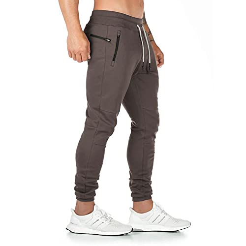 Yageshark Jogginghose Herren Baumwolle Sweathose Sporthose Fitness Slim Fit Hose Freizeithose Joggers Jogginghosen Männer Streetwear (Braun,Large) von Yageshark