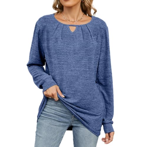Yageshark T-Shirt Damen Langarm Oberteile Rundhals Casual Longshirt Basic Bluse Tops 2025 von Yageshark