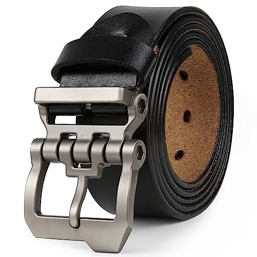 Yahaobelt Gürtel Herren Leder,Größe100-160cm Jeansgürtel Business Gürtel,ledergürtel herren schwarz Braun 37mm Breit (Taille 48"-50" /Gürtellänge 140cm,Schwarz) von Yahaobelt