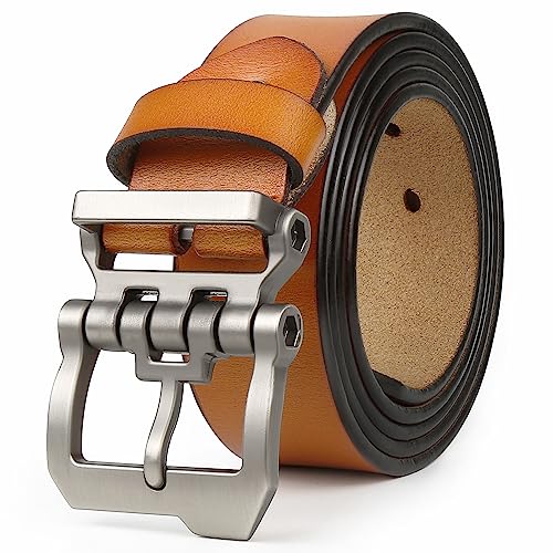 Yahaobelt Gürtel Herren Leder,Größe100-160cm Jeansgürtel Business Gürtel,ledergürtel herren schwarz Braun 37mm Breit (Taille 52"-54" /Gürtellänge 150cm,Braun) von Yahaobelt