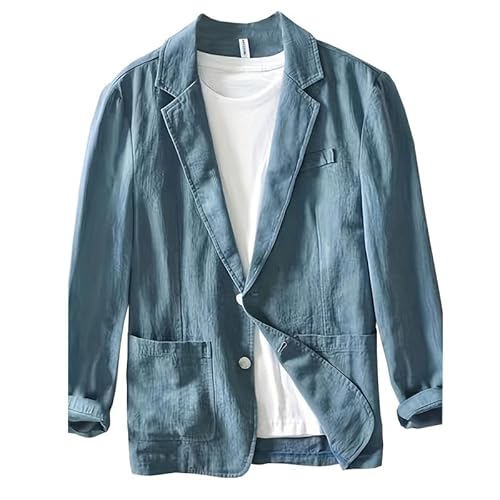 Yahbrra Sommer Sakko Herren Leinen Leicht Sportlich Sportsakko Blazer Herren Sommer Große Größen Sakkos für Herren 2 Knopf Business Anzug Jacken Sport Mantel Stilvolle Anzugjacke von Yahbrra