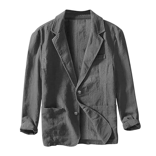Yahbrra Sommer Sakko Herren Leinen Leicht Sportlich Sportsakko Blazer Herren Sommer Große Größen Sakkos für Herren 2 Knopf Business Anzug Jacken Sport Mantel Stilvolle Anzugjacke von Yahbrra