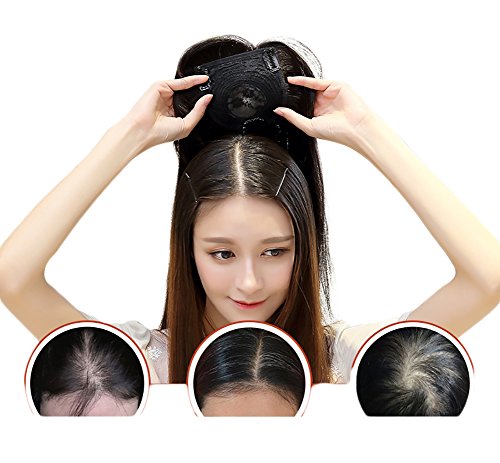 Toupet, Echthaar, mit seitlichem Pony, für Frauen mit dünner werdendem Haar, 30 cm, Kastanienbraun von YAIRYANGTZE