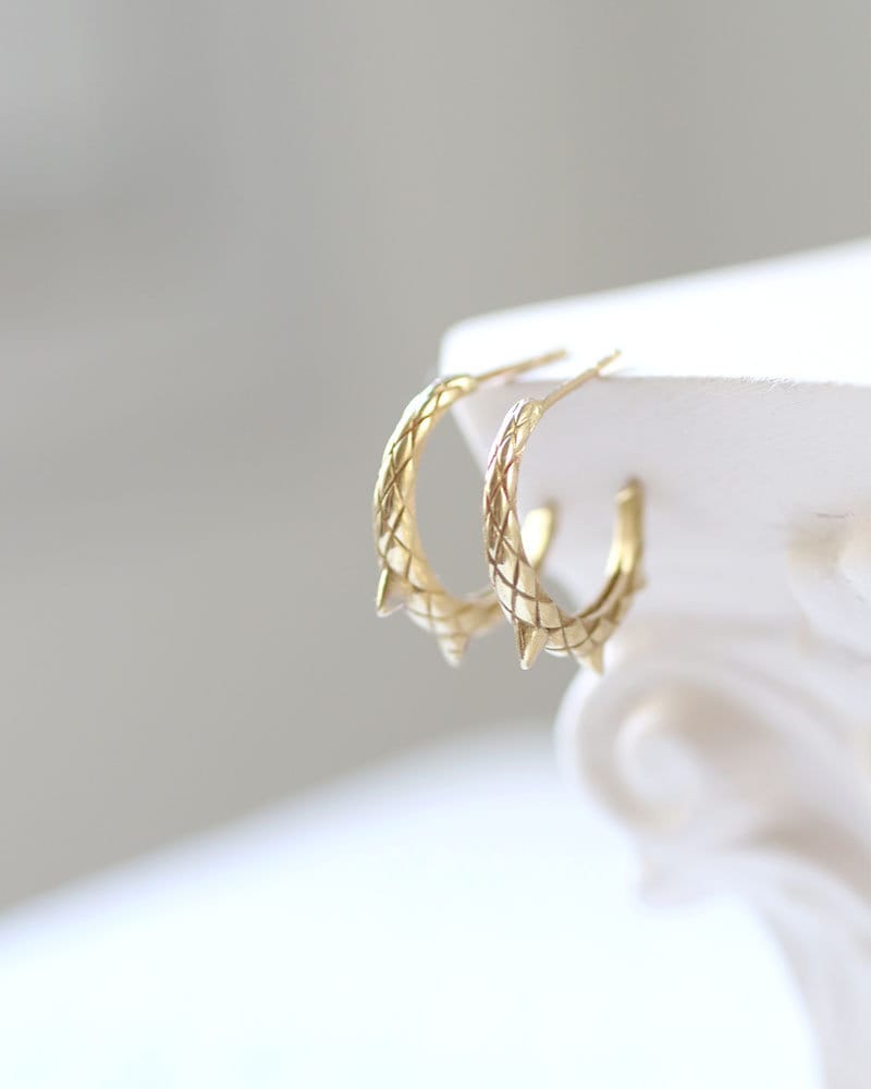 14 K Gold Schlange Ohrringe, Solid Creolen, Dragon Ohrringe von YajewelryShop