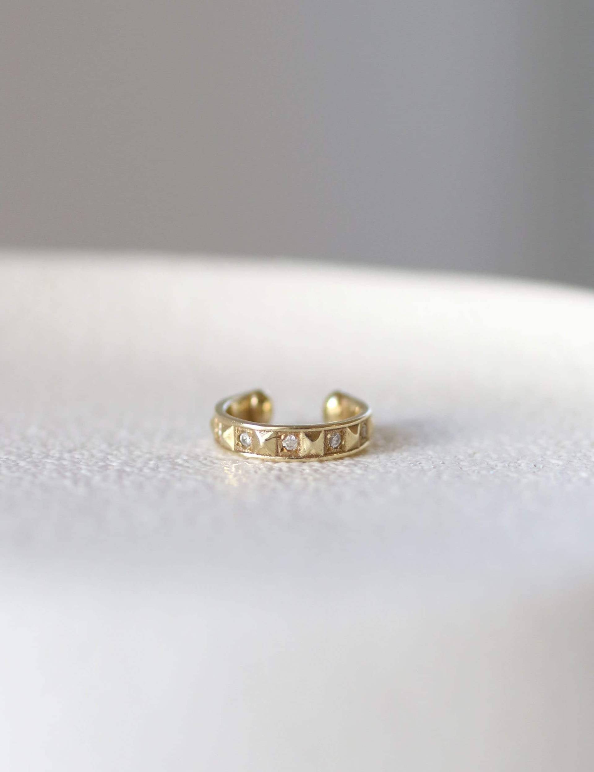 Gold-Ohr-Manschette, Diamant-Ohr-Manschette, 14 K Knorpel Ohrring, Solid Gold Ohr Wickeln, Nicht Durchbohrt Spike Ohrring von YajewelryShop