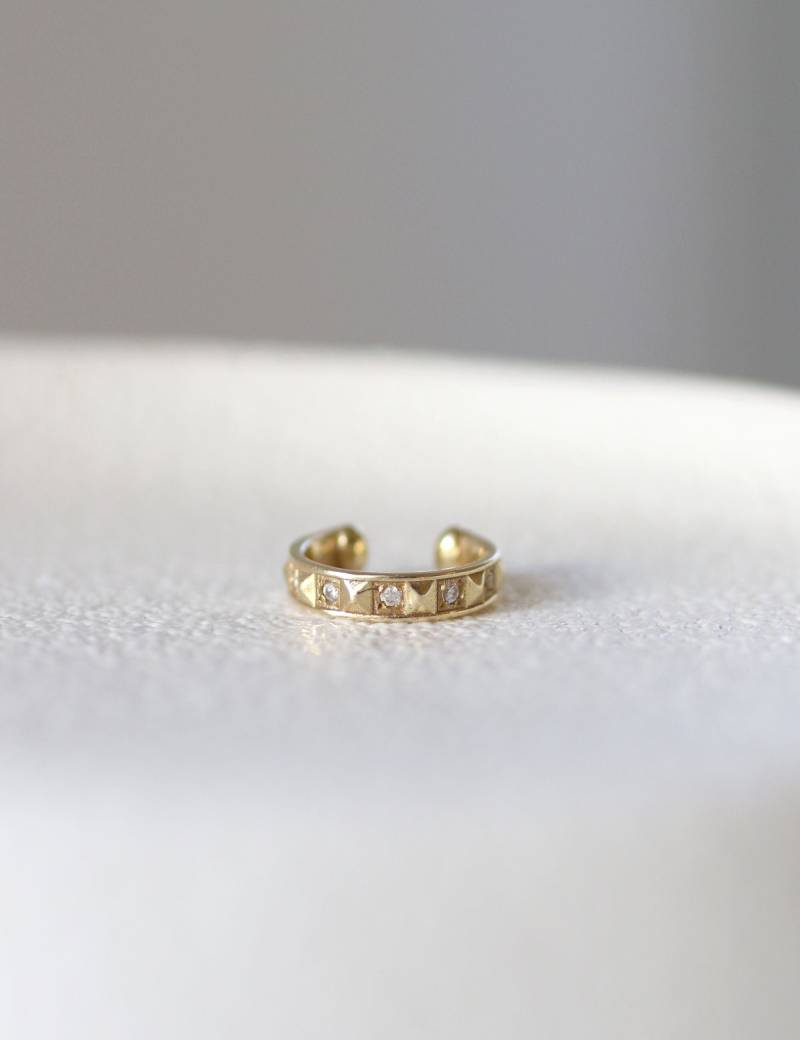 Gold-Ohr-Manschette, Diamant-Ohr-Manschette, 14 K Knorpel Ohrring, Solid Gold Ohr Wickeln, Nicht Durchbohrt Spike Ohrring von YajewelryShop