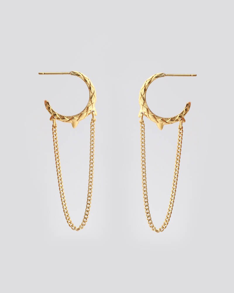 Lange Gold Schlangen Ohrringe, Hoop Kette Animal Print Schmuck von YajewelryShop