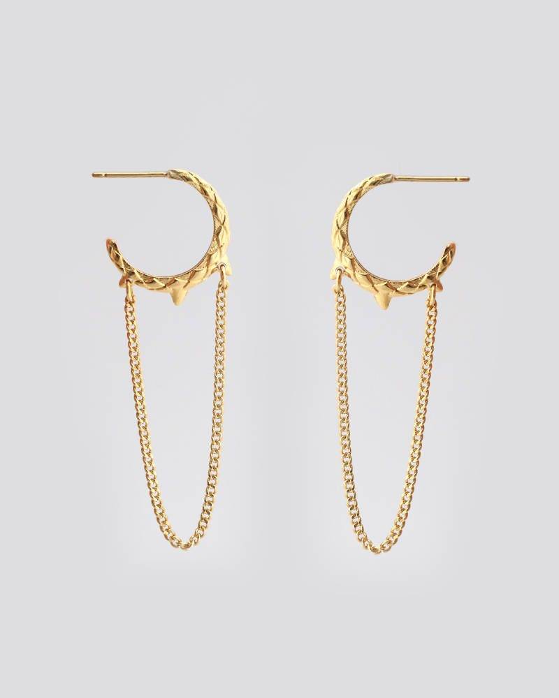 Lange Gold Schlangen Ohrringe, Hoop Kette Animal Print Schmuck von YajewelryShop