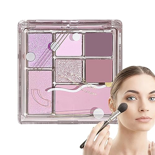 Natürliche Lidschattenpaletten,Bunte, matte und schimmernde gepresste Lidschatten in 7 Farben | Professionelle wasserfeste Glitzer-Make-up-Palette, Lidschatten für Frauen und Mädchen, Geschenk Yajexun von Yajexun