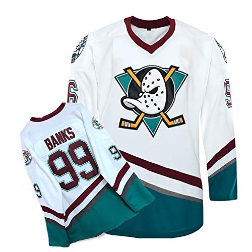 Yajun Adam Banks #99 Mighty Ducks Film Eishockey Trikots Jersey NHL Herren Sweatshirts Atmungsaktiv T-Shirt Bekleidung,2XL von Yajun